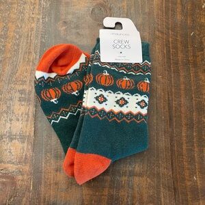 Maurices Green and Orange Pumpkin Crew Socks